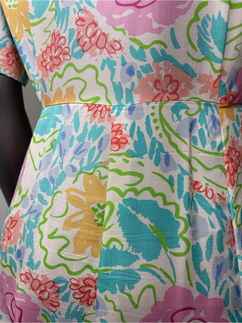 Jerry Regenbogen Dress 14 100% Pure Silk White Midi Floral Watercolor 80’s 90’s - Picture 9 of 16